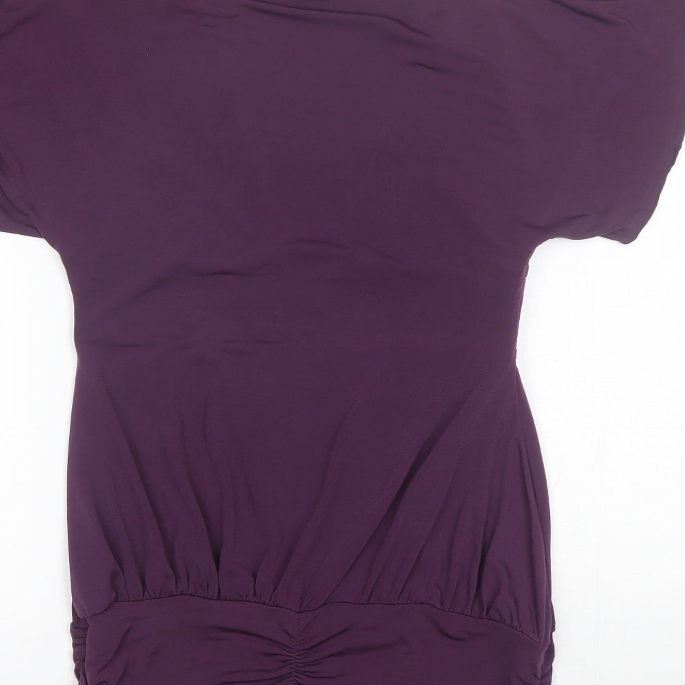 Figl Womens Purple Polyester Basic Blouse Size 10 V-Neck