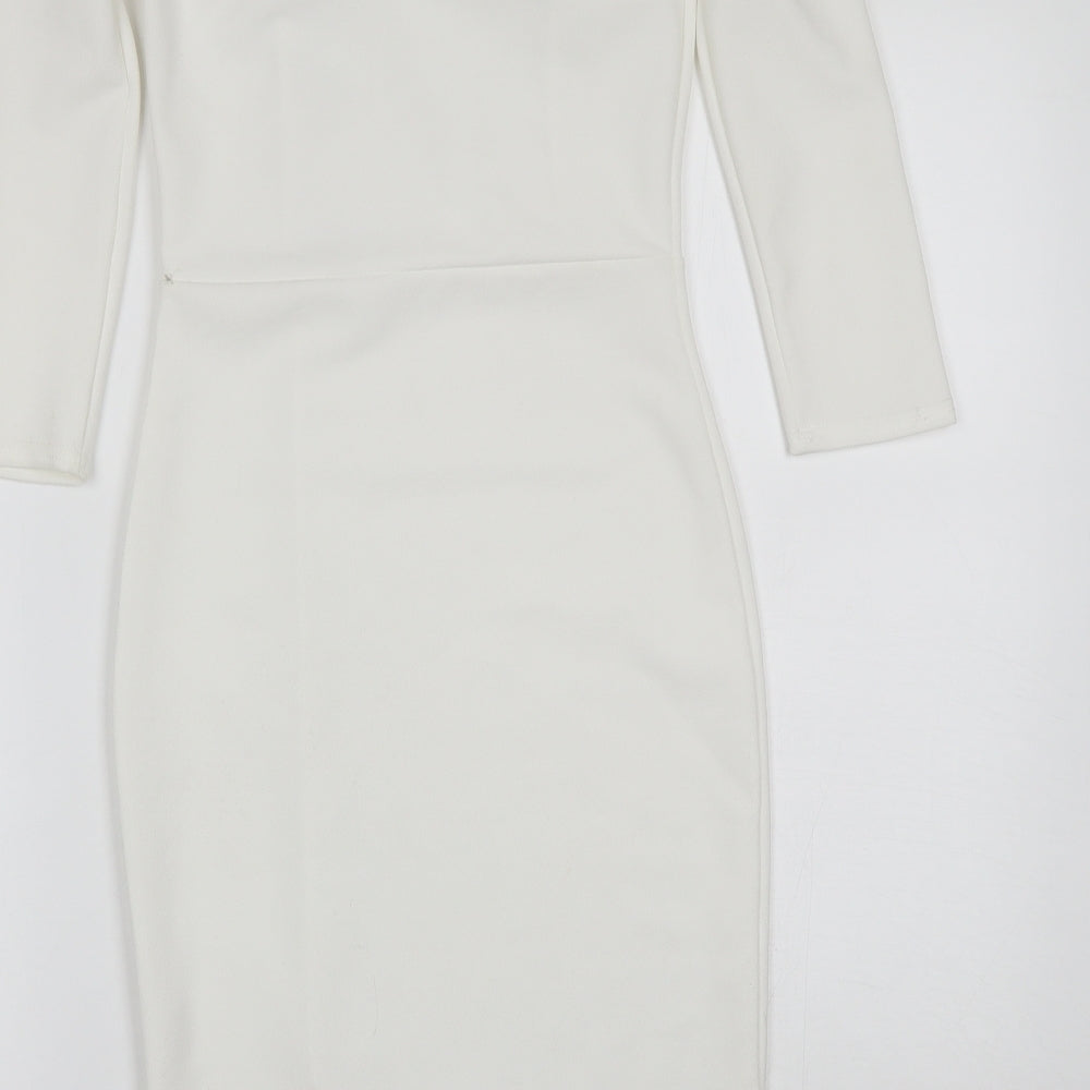 Style Womens White Polyester A-Line Size 8 Off the Shoulder