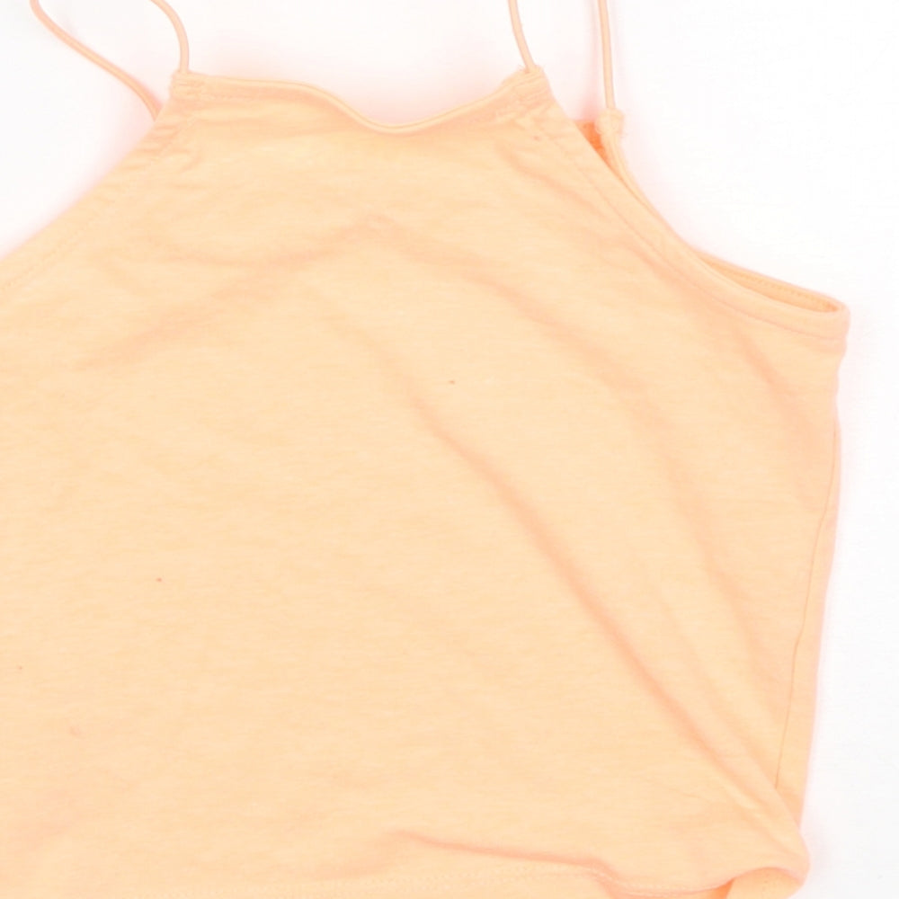 Miss E-Vie Girls Orange Polyester Basic Tank Size 7-8 Years Square Neck
