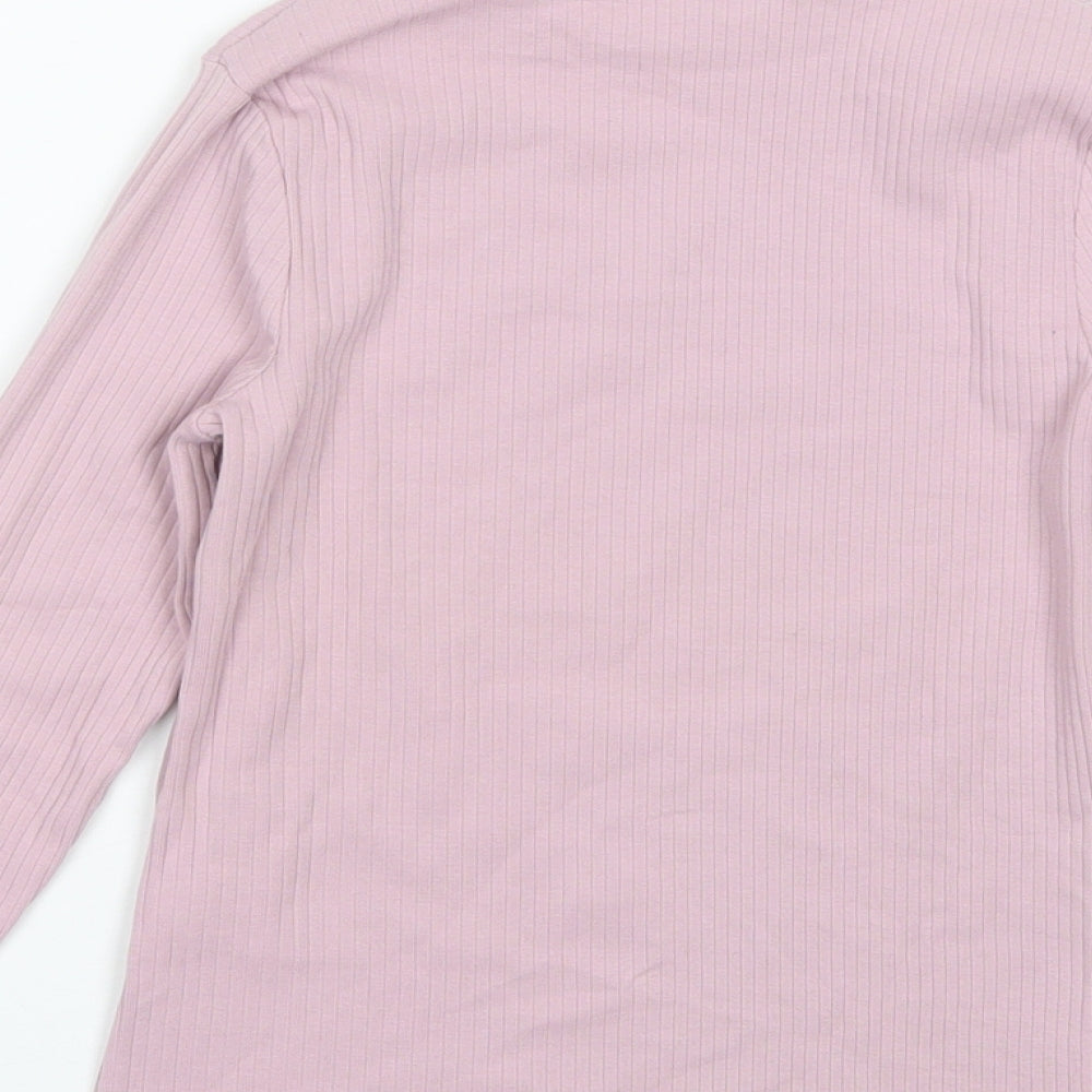 George Girls Purple Cotton Basic T-Shirt Size 9-10 Years Mock Neck