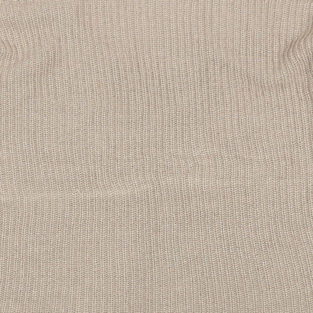 Pep&CO Womens Beige V-Neck Acrylic Pullover Jumper Size 8