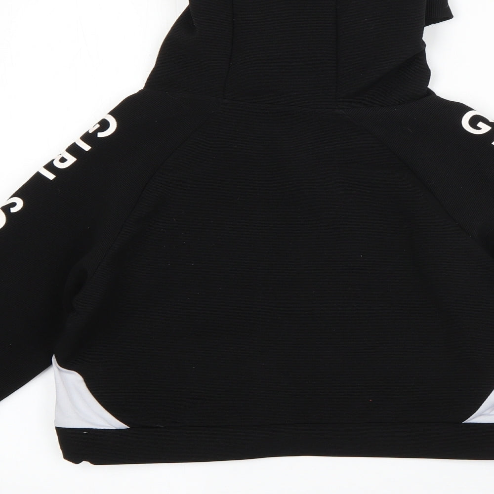 YD Girls Black Polyester Pullover Hoodie Size 10-11 Years - girl squad