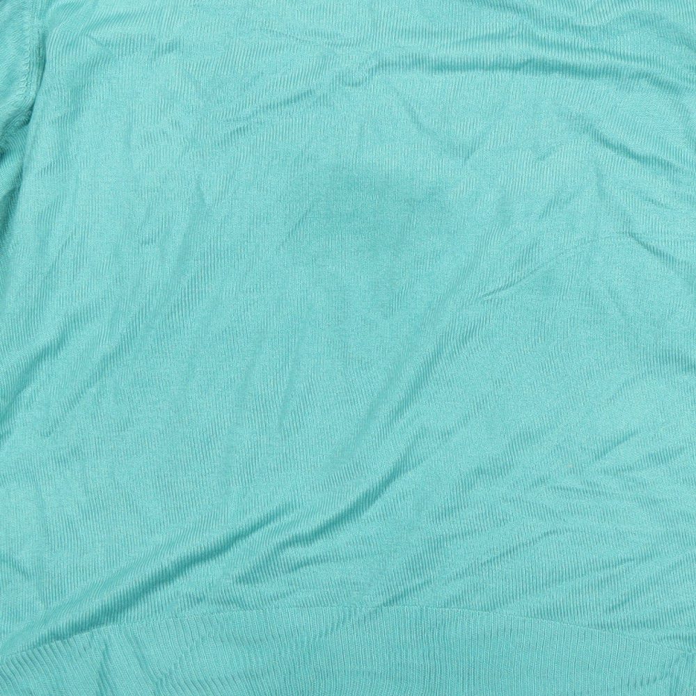 m&s Womens Green Round Neck Acrylic Pullover Jumper Size 20