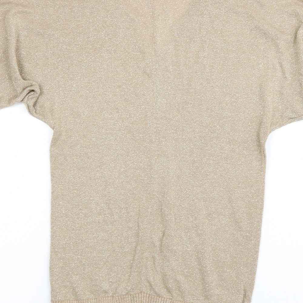 MNH Womens Beige V-Neck Viscose Pullover Jumper Size S