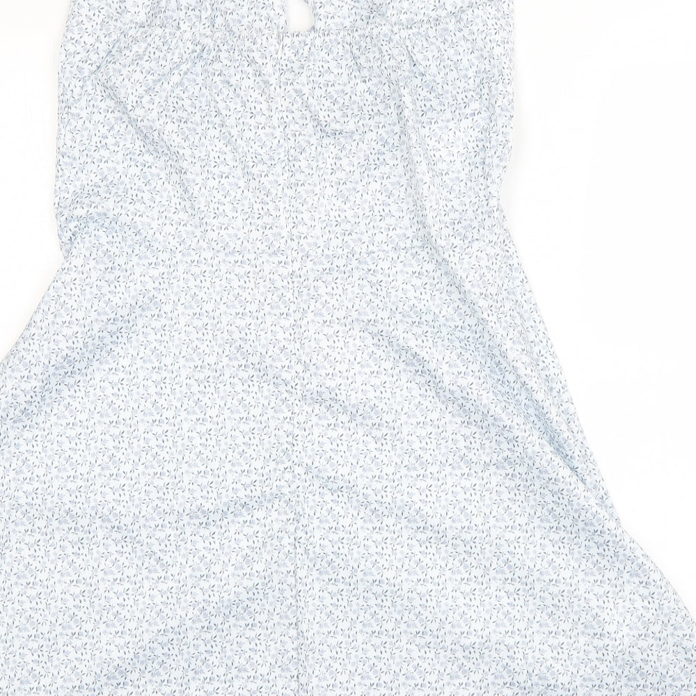 Preworn Womens Blue Floral Polyester A-Line Size L Square Neck