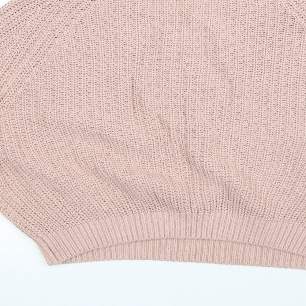 Divided Womens Pink Roll Neck Cotton Pullover Jumper Size M