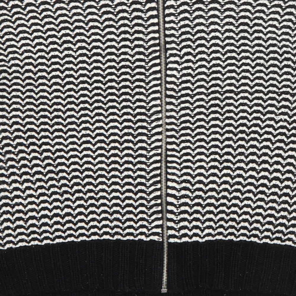 New Look Womens Black Round Neck Striped Acrylic Pullover Jumper Size 8