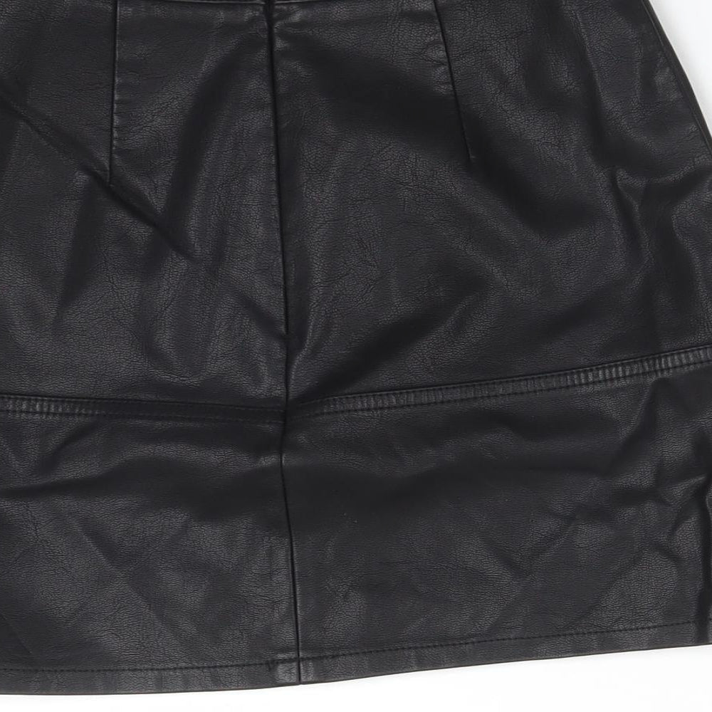 New Look Womens Black Polyurethane Straight & Pencil Skirt Size 4