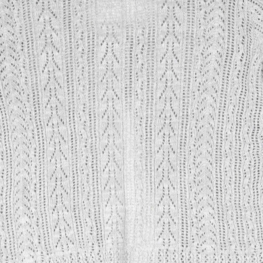 PURE & NATURAL Womens Grey Scoop Neck Cotton Cardigan Jumper Size M
