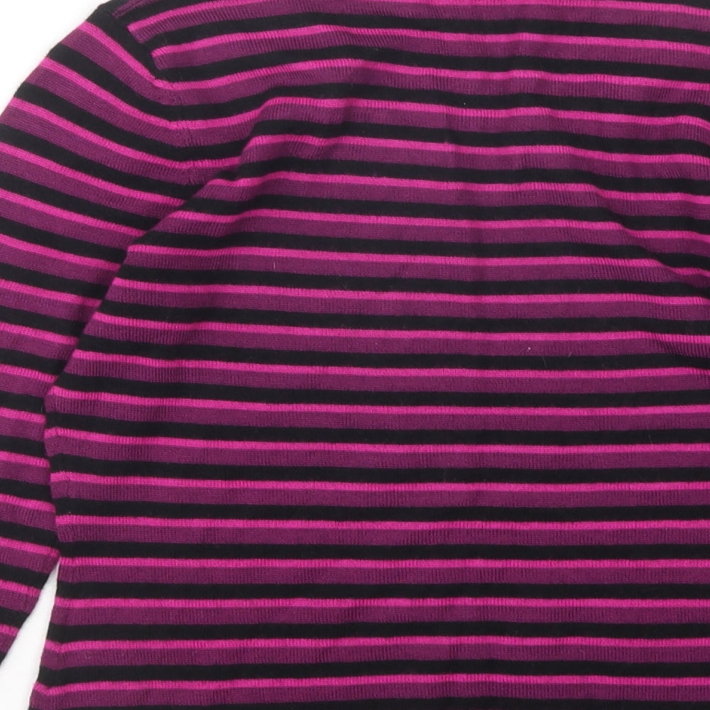 Precis Womens Multicoloured Round Neck Striped Acrylic Pullover Jumper Size S