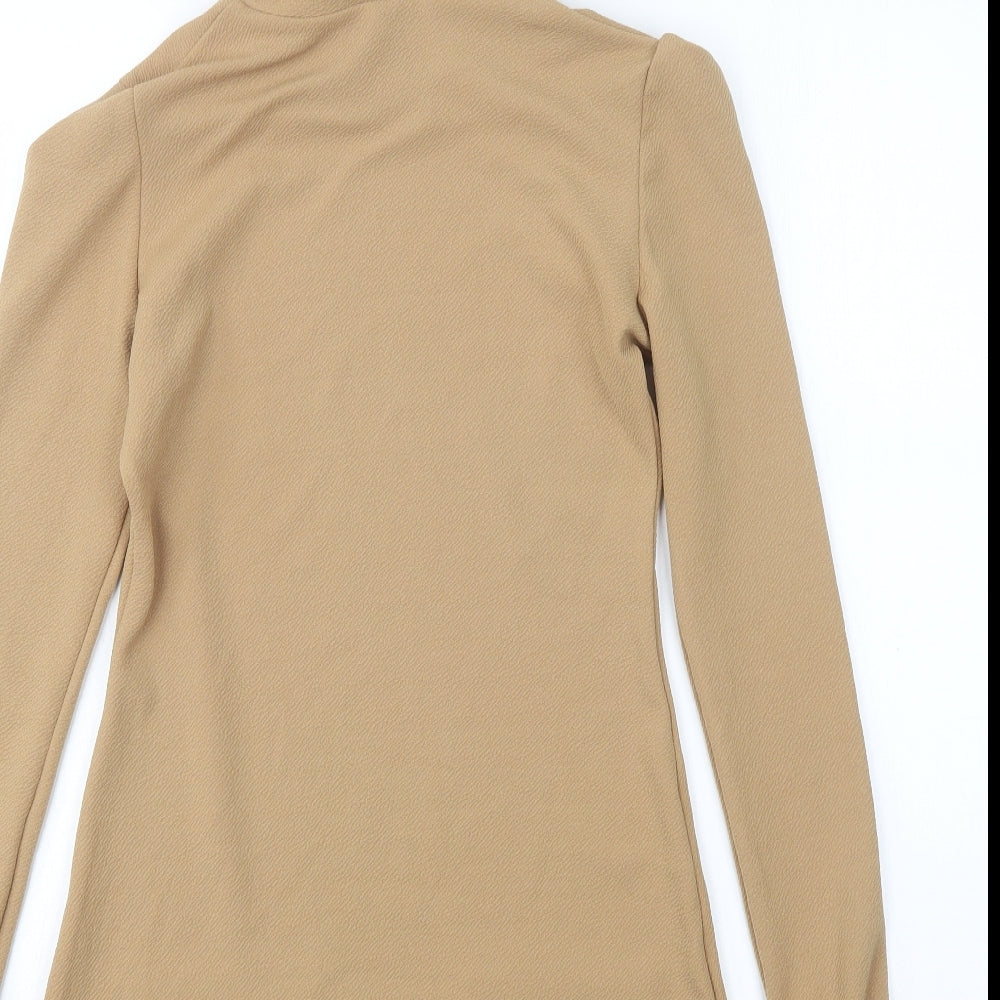 Lozana Womens Beige Polyester A-Line Size 8 Roll Neck