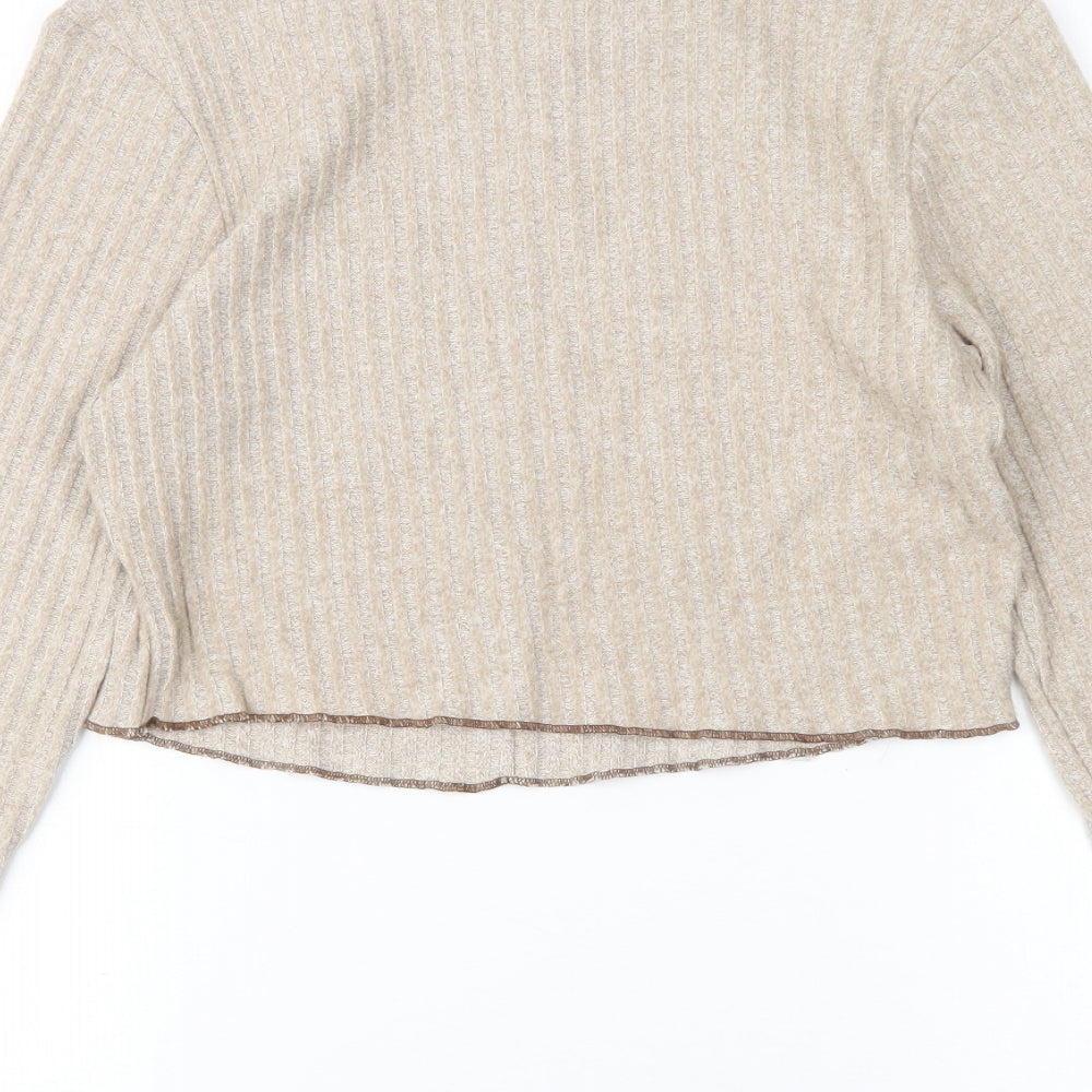 Primark Womens Beige Round Neck Polyester Pullover Jumper Size M