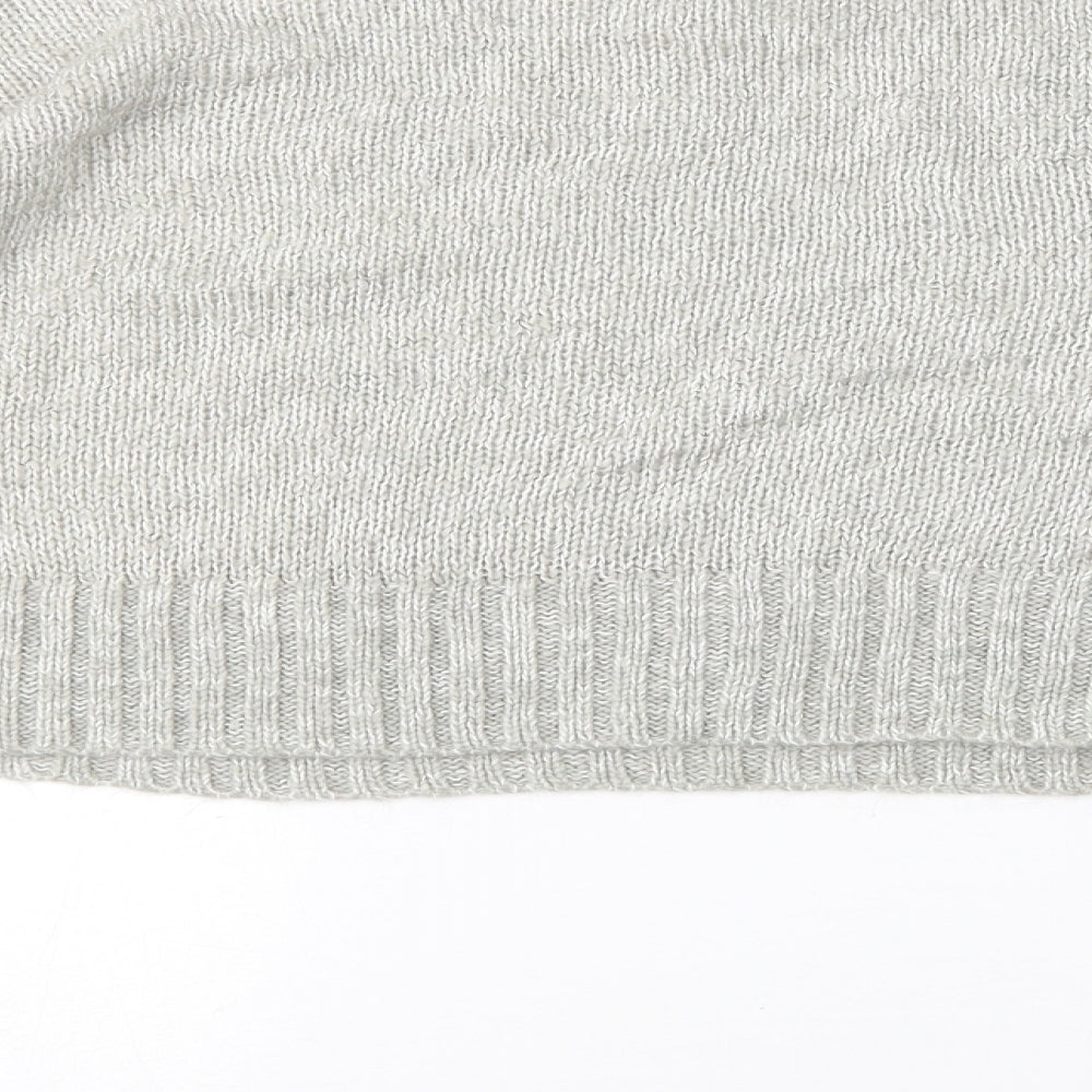 New Look Womens Grey Round Neck Acrylic Pullover Jumper Size M - cropped