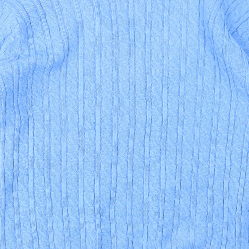 CHIC Womens Blue V-Neck Acrylic Pullover Jumper Size S
