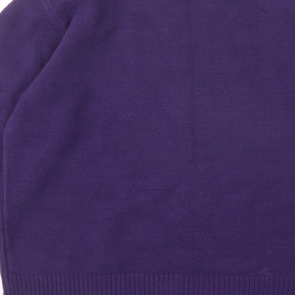Debbie Morgan Womens Purple Round Neck Acrylic Pullover Jumper Size L