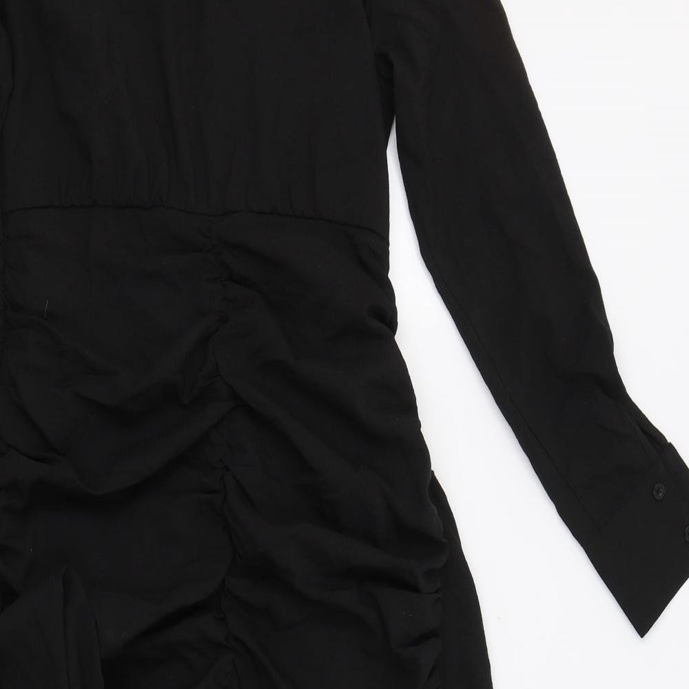 Nasty Gal Womens Black Polyester Bodycon Size 10 Collared Zip