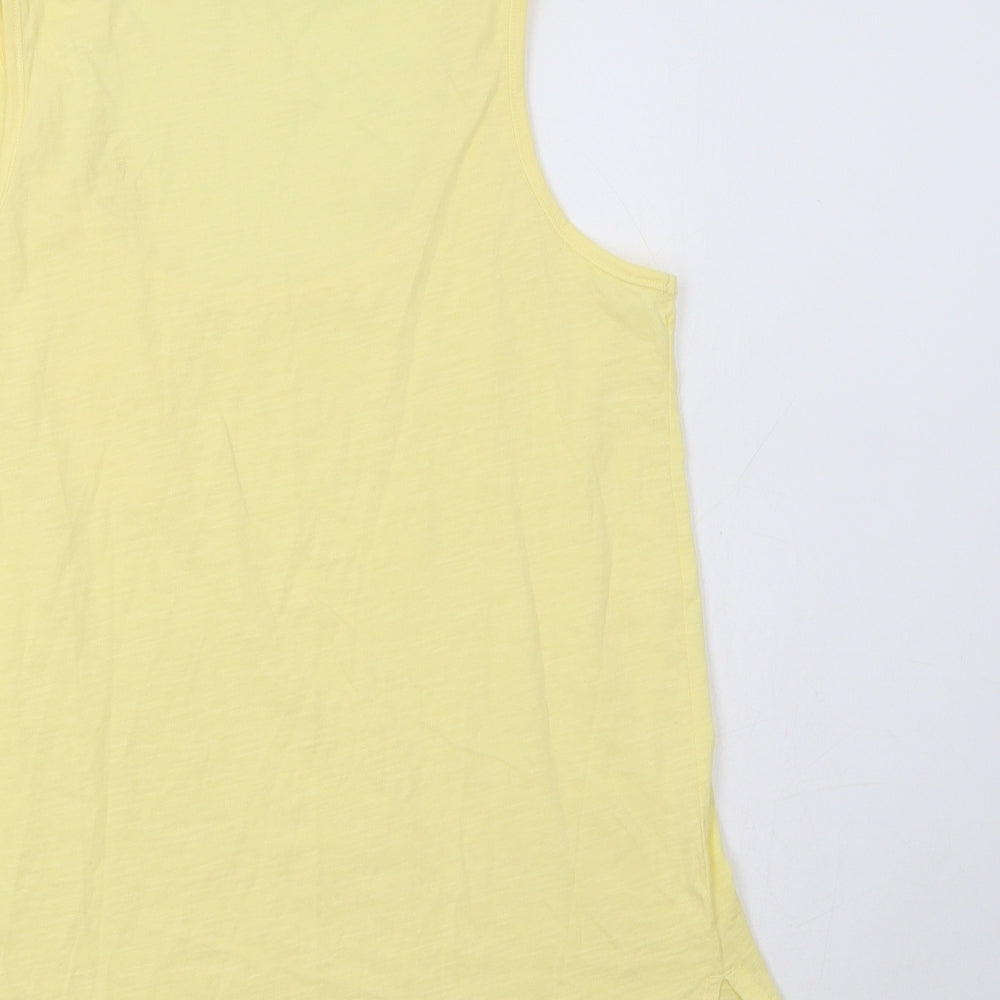 Principles Womens Yellow Cotton Basic Tank Size 10 Scoop Neck