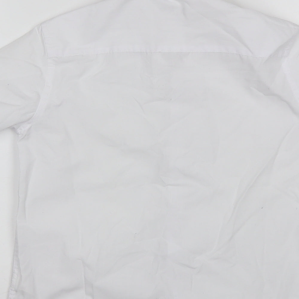 Marks & Spencer Boys White Polyester Basic Button-Up Size 8-9 Years Collared