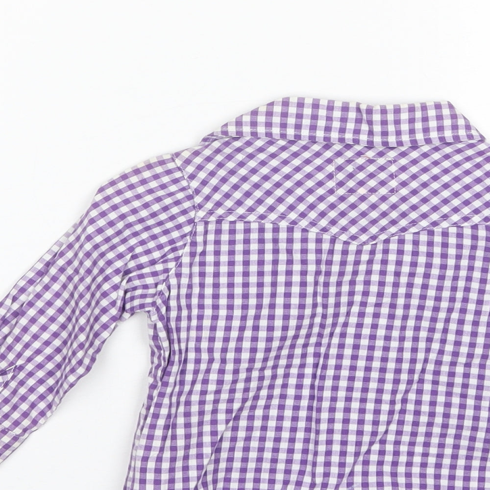 Funk Jeans Baby Purple Plaid Cotton Basic Button-Up Size 12 Months Collared
