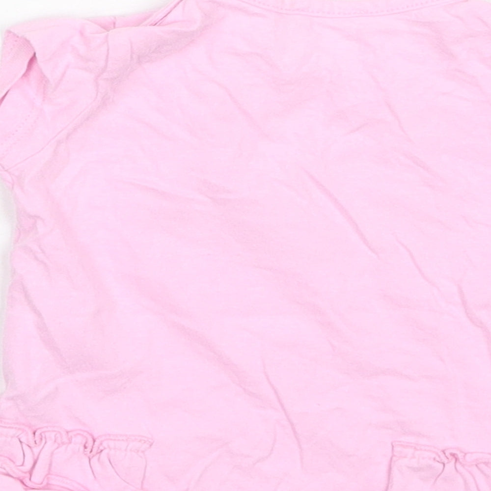United Colors of Benetton Baby Pink Cotton Basic T-Shirt Size 6-9 Months Round Neck