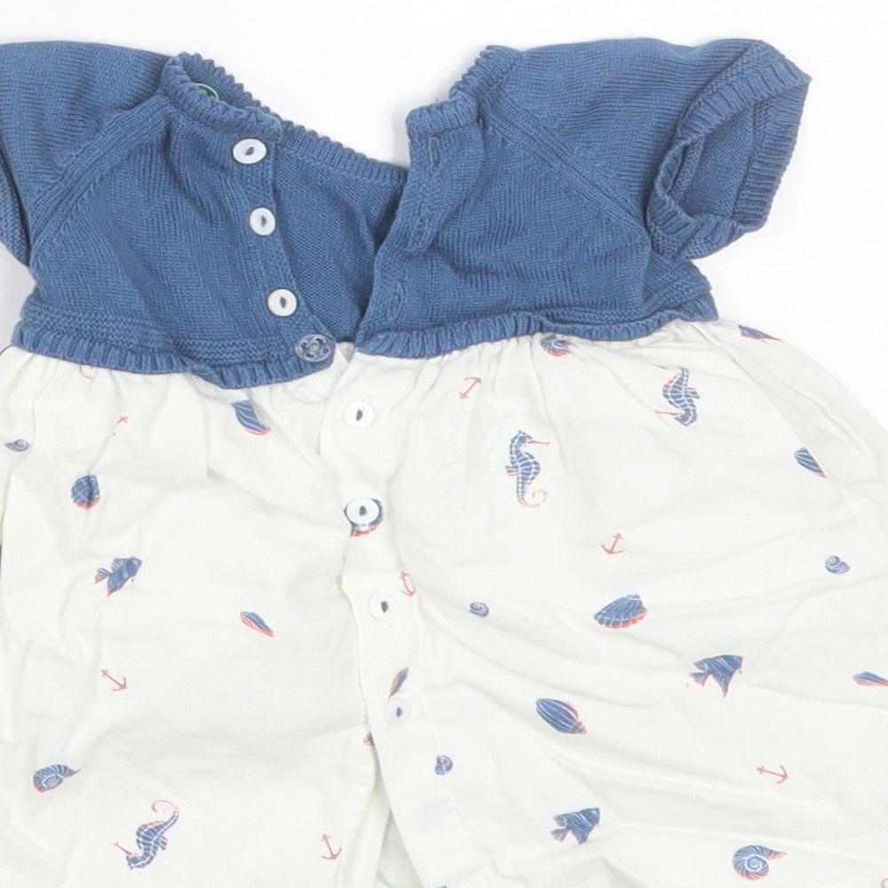 Wedoble Baby Blue Cotton Shift Size 0-3 Months Round Neck