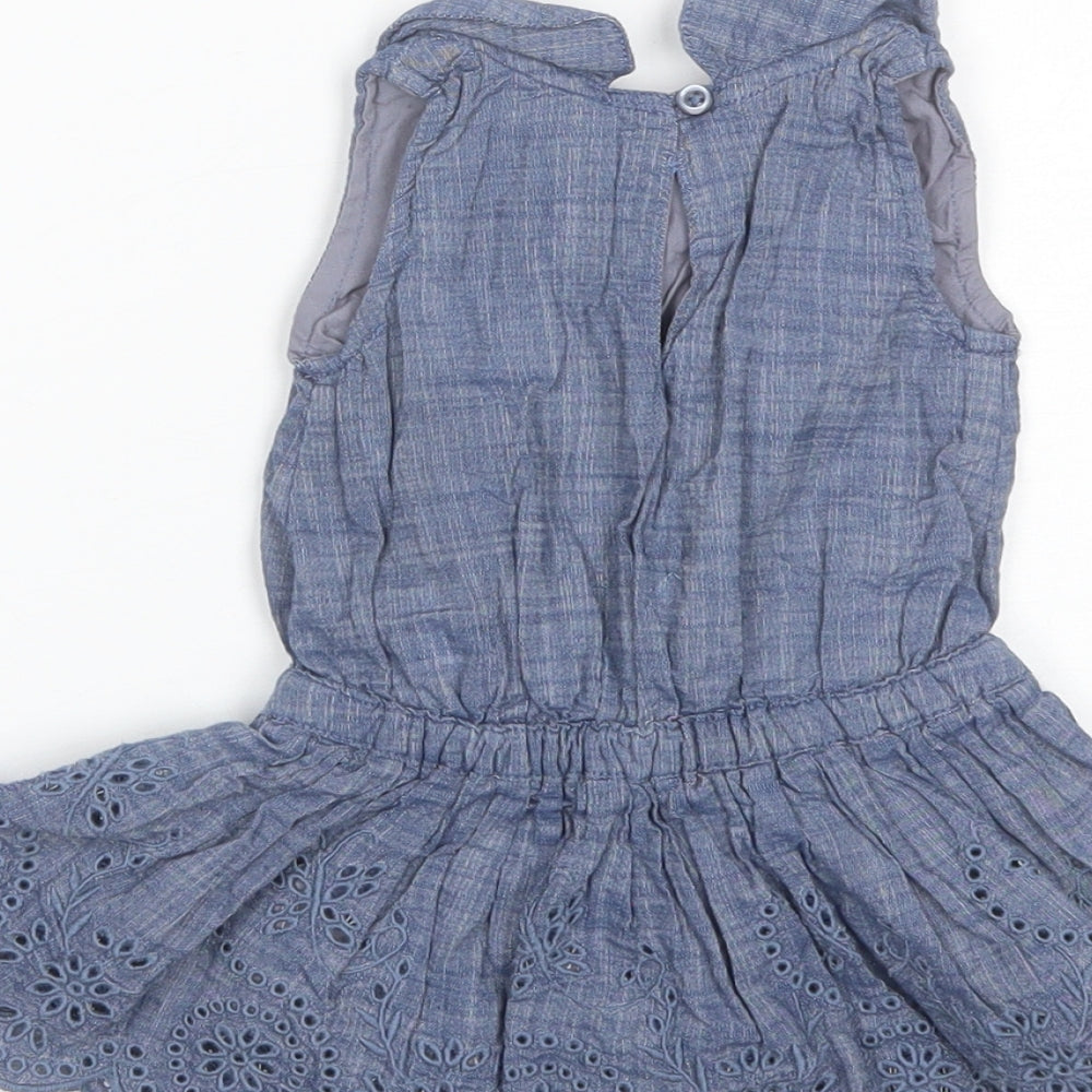 EWM Baby Blue Cotton Shift Size 3-6 Months Round Neck