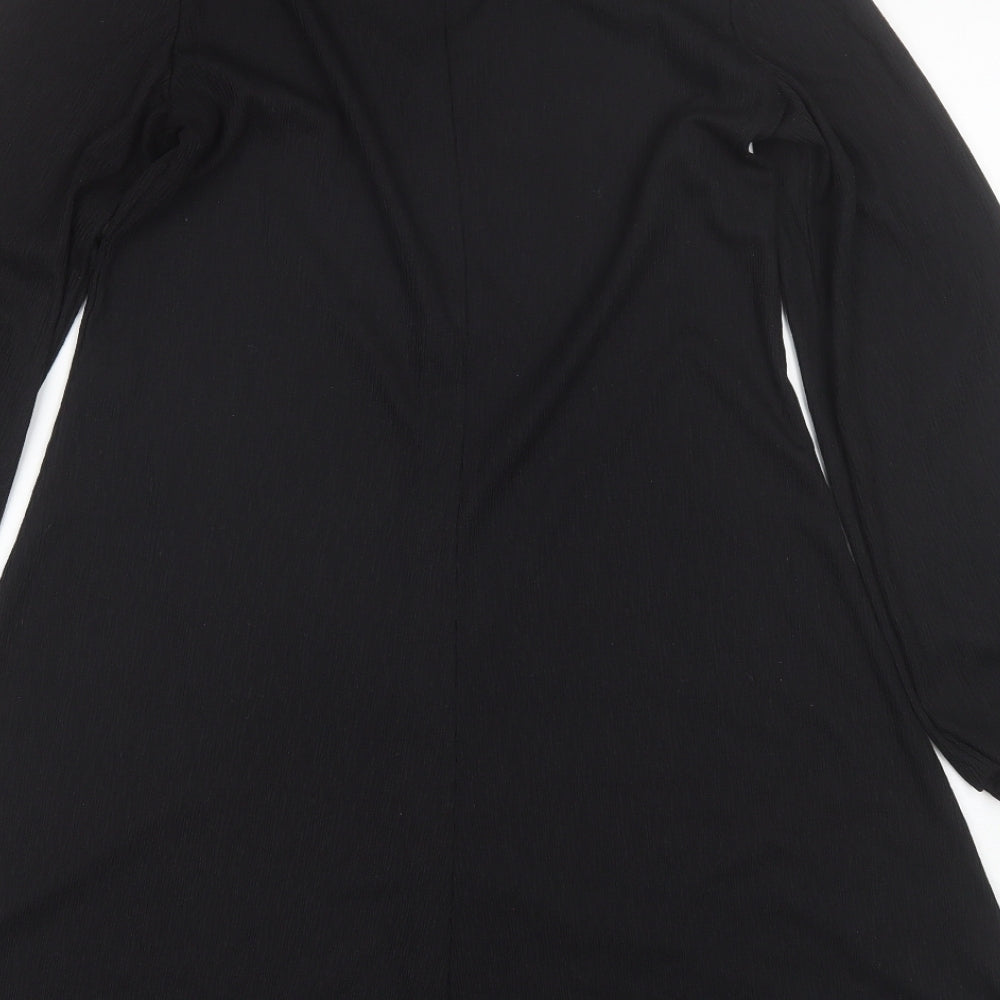 Nutmeg Womens Black Polyester Shift Size 10 V-Neck