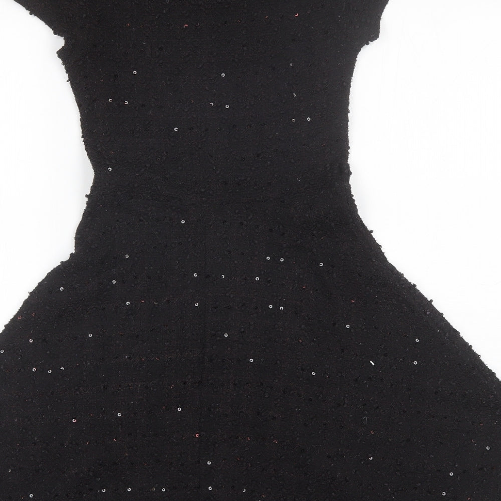 New Look Womens Black Polyester Shift Size 8 Round Neck