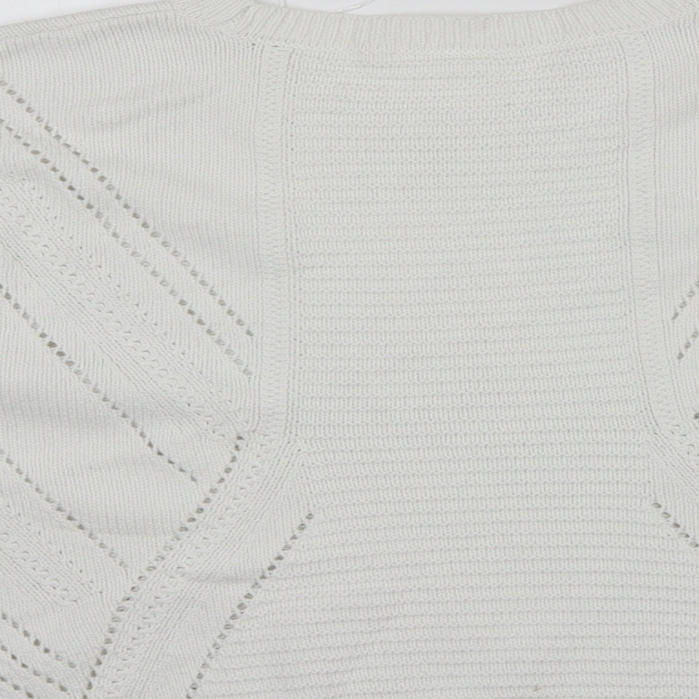 TU Womens White Round Neck Cotton Pullover Jumper Size 14