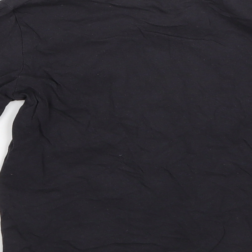 Preworn Boys Black Cotton Basic T-Shirt Size 6-7 Years Round Neck