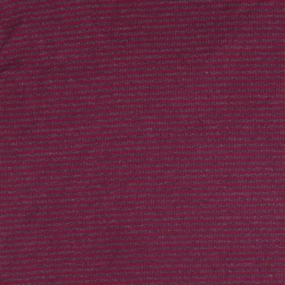 M&Co Womens Purple V-Neck Striped Cotton Pullover Jumper Size 2XL