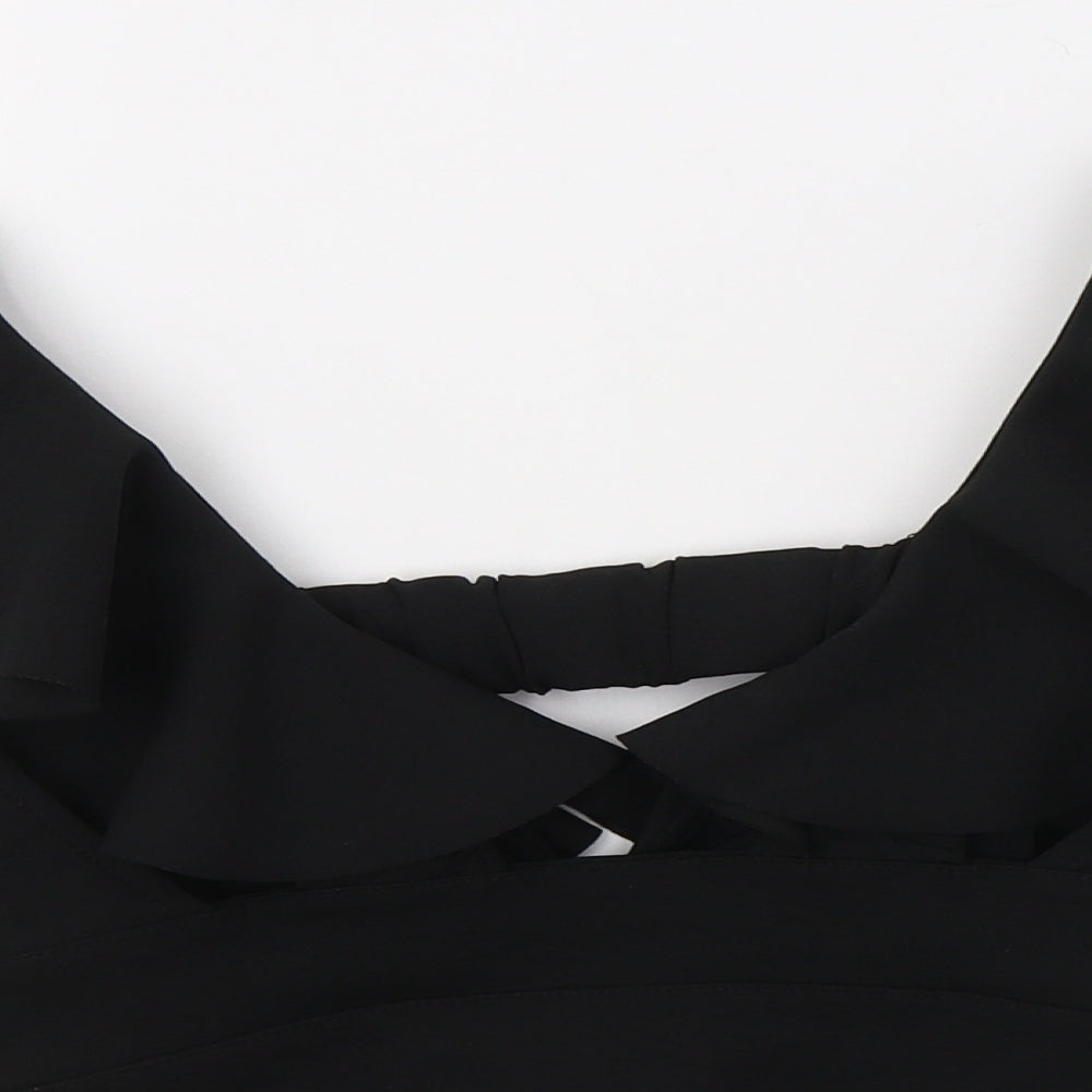 River Island Womens Black Cropped Blouse Size 6 V-Neck