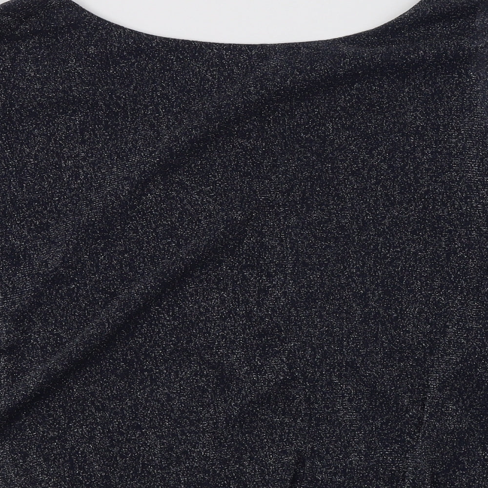 Dorothy Perkins Womens Blue Nylon Basic Blouse Size 10 Crew Neck