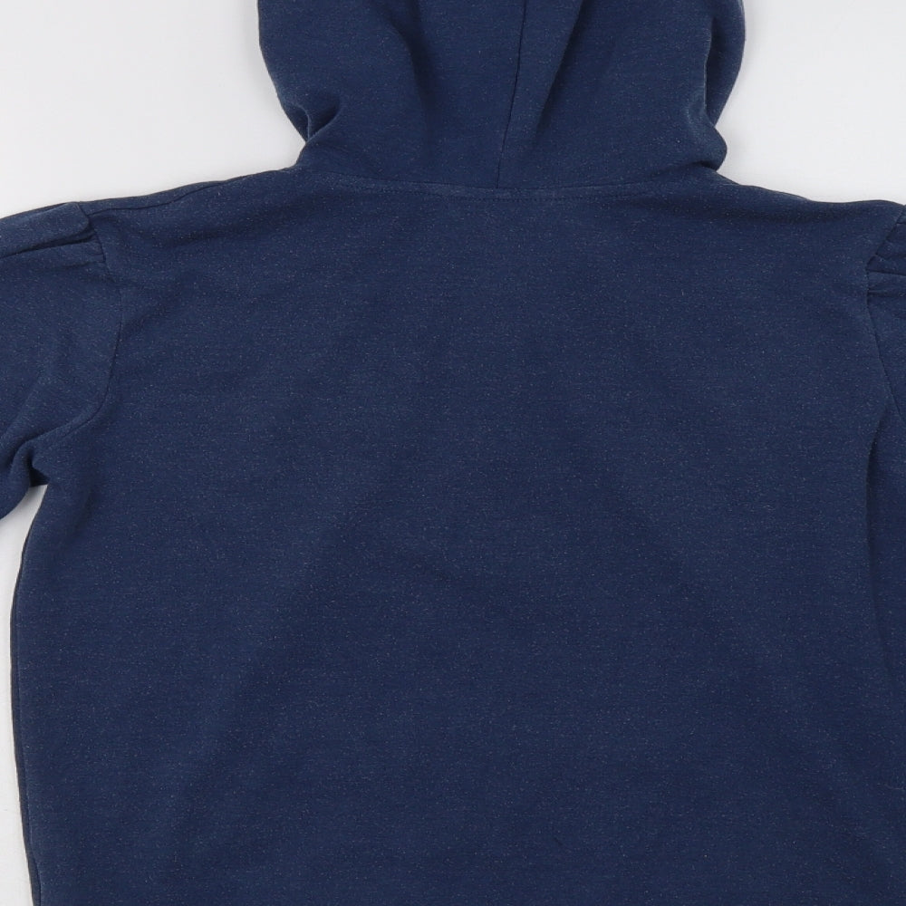 Night & Day Womens Blue Cotton Henley Hoodie Size M Button