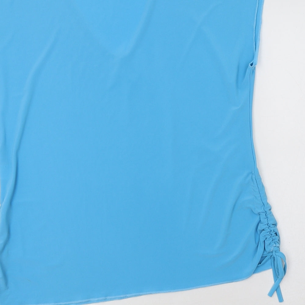 Xpose Womens Blue Polyester Basic Blouse Size XL V-Neck - Ruched