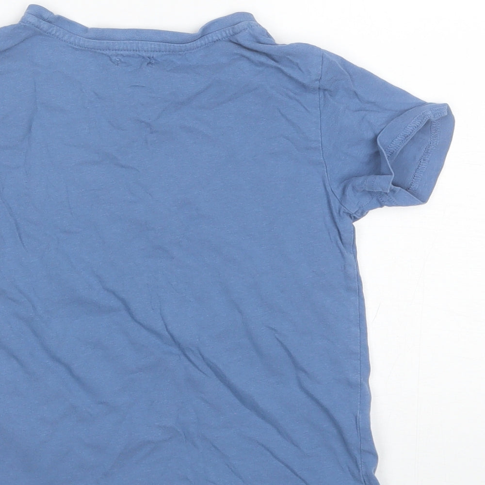 Lily&Dan Boys Blue Cotton Basic T-Shirt Size 7-8 Years Round Neck