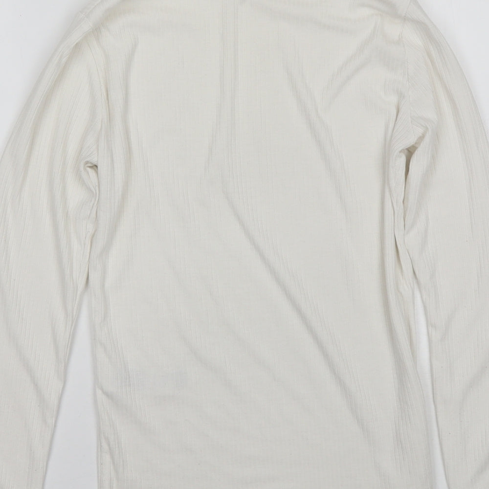 New Look Womens White Mock Neck Polyester Pullover Jumper Size 8