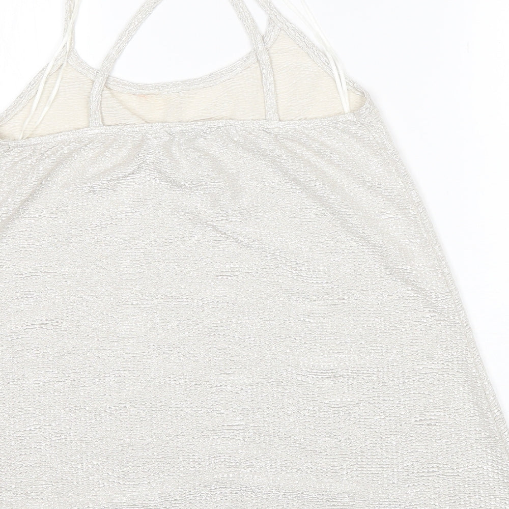 River Island Womens Silver Polyester Camisole Tank Size 8 Halter