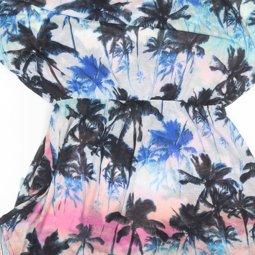 H&M Womens Pink Floral Polyester Sheath Size S Round Neck