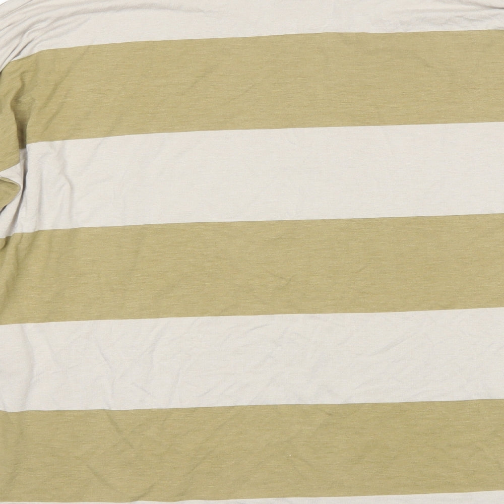 Missguided Womens Brown Striped Polyester Basic T-Shirt Size 10 Round Neck