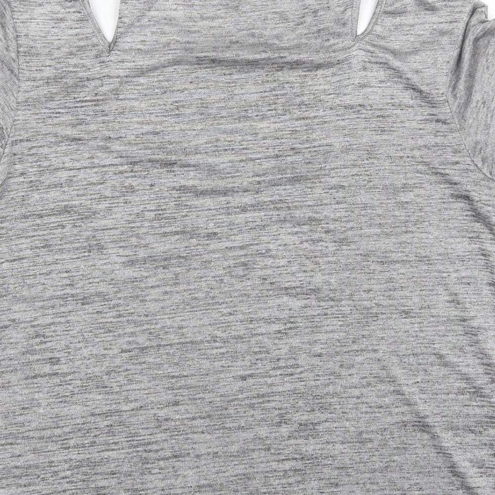 Topshop Womens Grey Polyester Basic Blouse Size 10 Round Neck