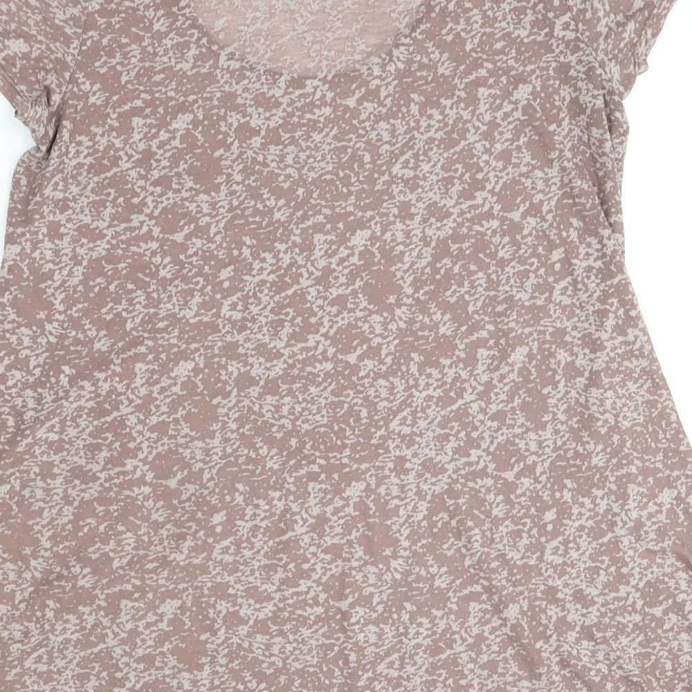 M&Co Womens Brown Polyester Basic Blouse Size XL Round Neck