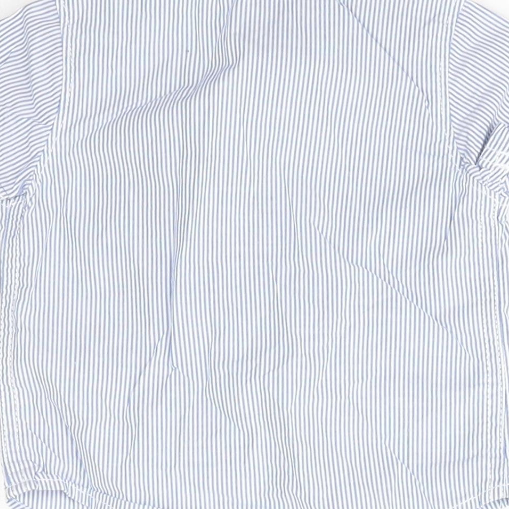 Carter's Baby Blue Striped 100% Cotton Basic Button-Up Size 0-3 Months Collared
