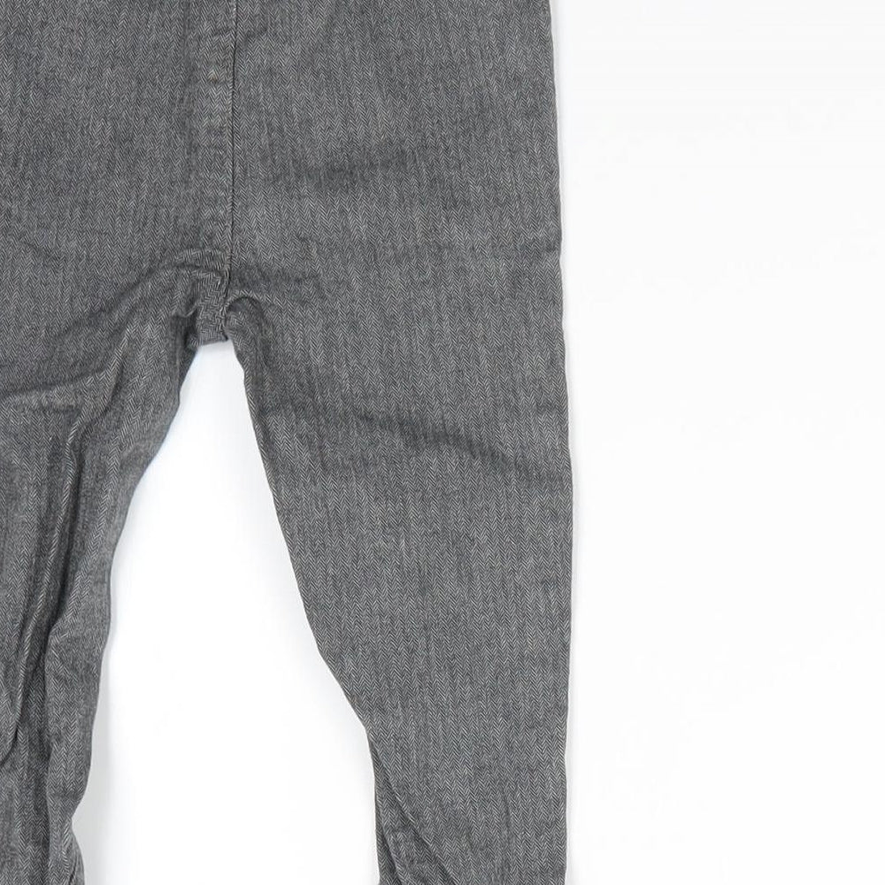 Nutmeg Boys Grey Herringbone Cotton Dungaree One-Piece Size 12-18 Months Pullover