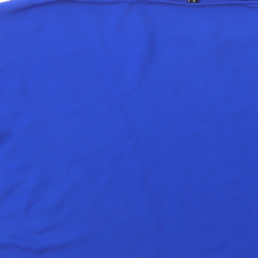 Stradivarius Womens Blue Polyester Basic Blouse Size XL Round Neck