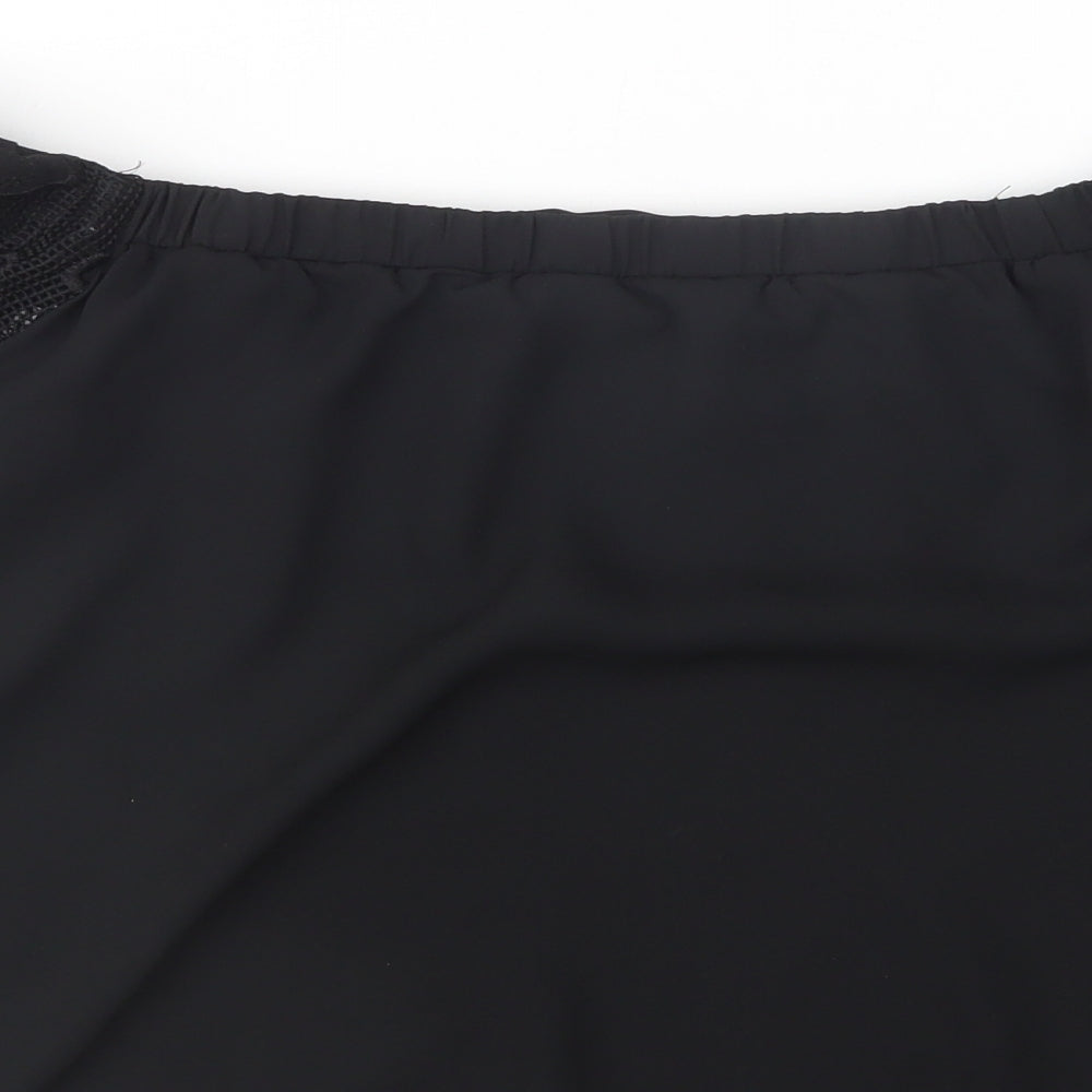 Miss Selfridge Womens Black Floral Polyester Basic Blouse Size 10 Boat Neck