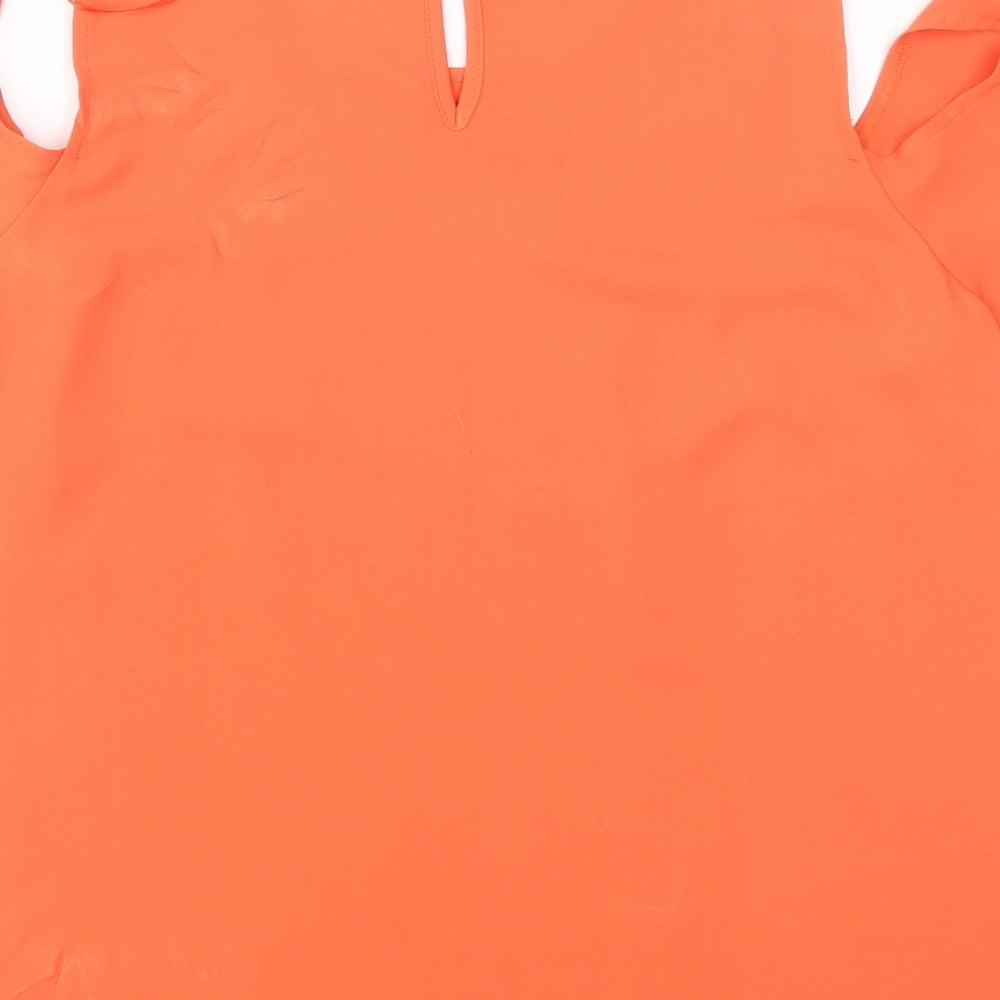 F&F Womens Orange Polyester Basic Blouse Size 14 Round Neck