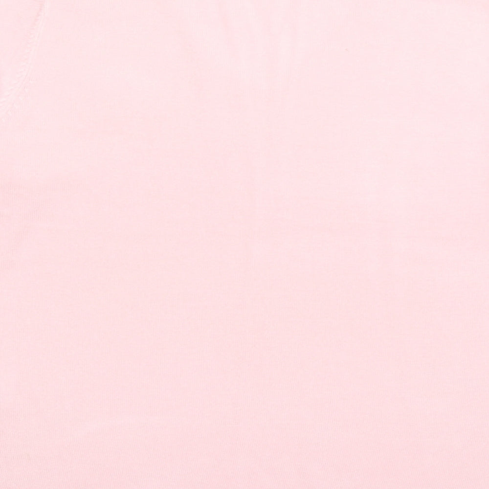 Debbie Morgan Womens Pink V-Neck Acrylic Pullover Jumper Size L