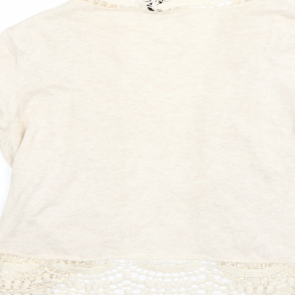 Atmosphere Womens Beige V-Neck Cotton Cardigan Jumper Size 8