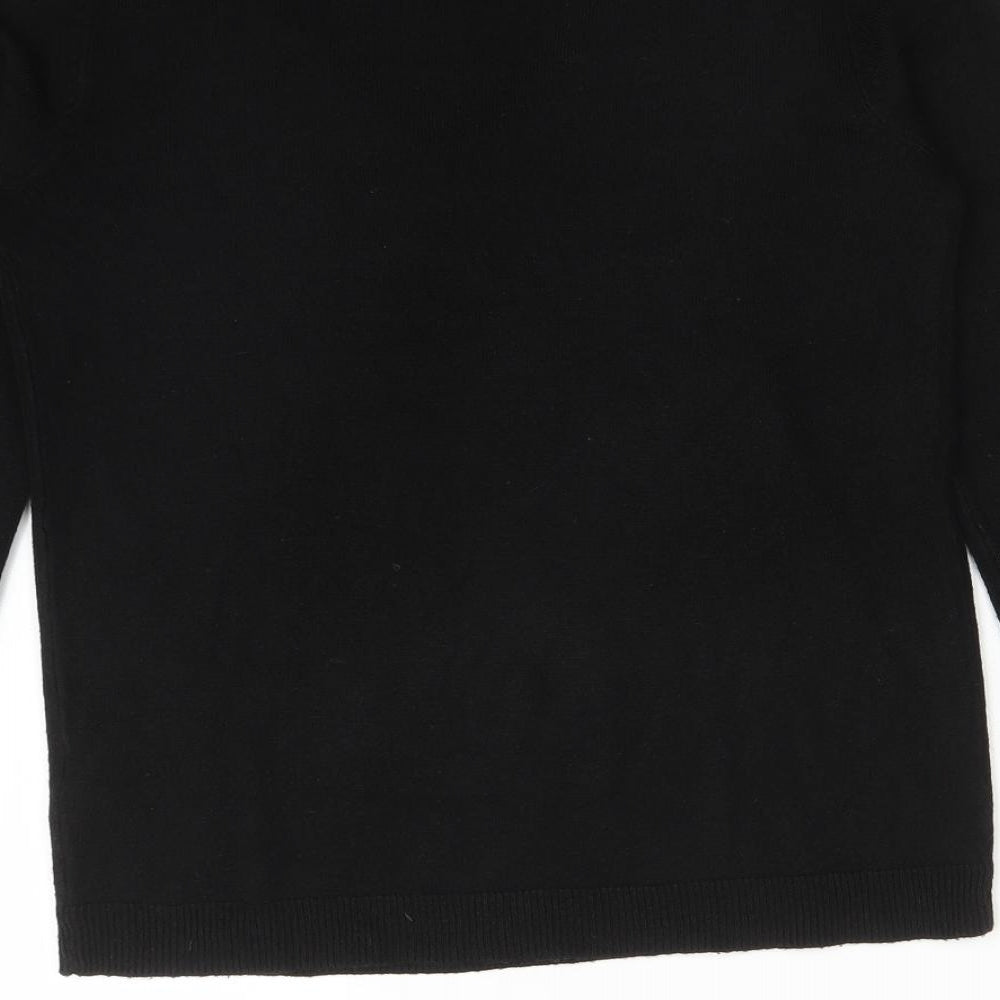 Primark Womens Black Acrylic Basic T-Shirt Size XS V-Neck
